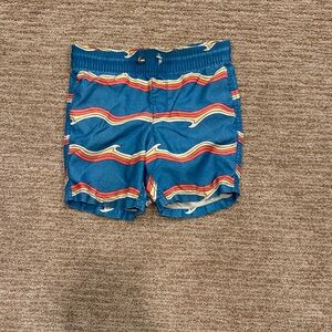 Old Navy Kids Swim Trunks - Blue with Red and Yellow Waves